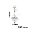 Elegant and Stylish Cross Brass Rhinestone Belly Rings Curved Barbell UZ1894-2-1