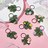 Flower Leaf Alloy Enamel & Glass Pendant Keychain KEYC-AB00014-4