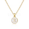 Alloy White Enamel Flat Round with Letter Pendant Necklaces FS-WG63565-05-1