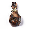 Assembled Synthetic Pyrite and Imperial Jasper Openable Perfume Bottle Pendants G-R481-14F-2