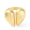 Rack Plating Heart Brass Open Cuff Ring for Women RJEW-A037-01G-2