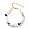 ABS Imitation Pearl & Millefiori Glass Beaded Bracelet for Women BJEW-JB08434-1