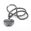 Heart to Heart Magnetic Synthetic Hematite Beaded Necklaces NJEW-F026-14-1