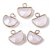 Natural Rose Quartz Semi Circle Pendants G-Q965-11-1