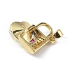 Real 18K Gold Plated Rack Plating Brass Micro Pave Clear Cubic Zirconia Pendants KK-C015-17G-08-3
