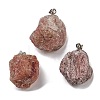 Raw Rough Natural Strawberry Quartz Pendants G-M405-02P-06-3