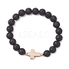 Natural Lava Rock & Synthetic Turquoise Beads Stretch Bracelets for Men Women BJEW-JB12226-01-2