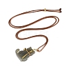 Natural Hetian Jade Cat Pendant Adjustable Cord Necklaces NJEW-N064-02-2