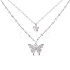Butterfly Alloy Crystal Rhinestone Pendant Double Layer Necklaces for Women WGB64F3-01-2