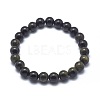 Natural Golden Sheen Obsidian Bead Stretch Bracelets BJEW-K212-A-020-7