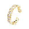 Cubic Zirconia Heart Wrap Open Cuff Ring RJEW-N035-121-3