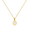 304 Stainless Steel Enamel White Oval with Letter Pendant Necklaces for Men Women FS-WG94BAB-08-1