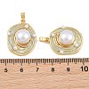 Brass with Aqua Enamel & ABS Plastic Pearl Pendants KK-CBA415D-06G-3