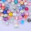 Printed Round Silicone Focal Beads SI-JX0056A-32-2