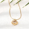 304 Stainless Steel Pave Cubic Zirconia Pendant Necklaces SA-CBADCF0-03G-04-2