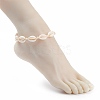 Natural Cowrie Shell Braided Beaded Anklet for Women AJEW-AN00487-3
