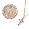 Brass Glass Cross Pendant 304 Stainless Steel Cable Chain Necklaces for Women NJEW-JN05545-3