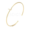 Rack Plating Brass Micro Pave Clear Cubic Zirconia Letter Open Cuff Bangles BJEW-A018-01G-L-1