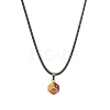 Alloy Enamel Dice Pendant Necklace with Polyester Cords NJEW-JN04515-5