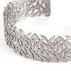 Non-Tarnish 304 Stainless Steel Hollow Leaf Open Cuff Bangles for Women LS-BJEW-K241-03D-P-2