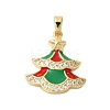 Christmas Theme Rack Plating Brass Cubic Zirconia Pendants KK-K385-119G-01-1