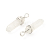 2Pcs Natural Quartz Crystal Double Terminated Pointed Pendants G-YW0002-05F-1