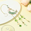 Natural Green Aventurine Chips Moon Pendant Decorations HJEW-FS00027-03-8