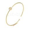Rack Plating Brass Micro Pave Clear Cubic Zirconia Letter Open Cuff Bangles BJEW-A018-01G-G-1