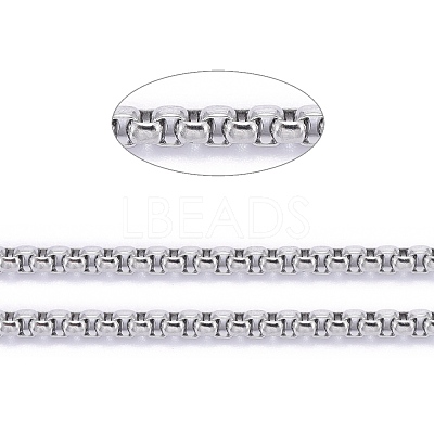 Tarnish Resistant 304 Stainless Steel Box Chains CHS-K012-02B-P-1