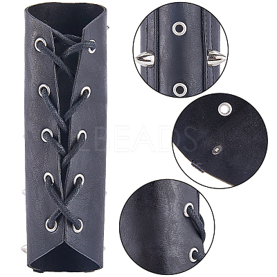 Adjustable PU Leather Cord Bracelet with Wax Cord AJEW-WH0415-24B-1