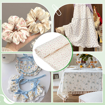 Flower Pattern Cotton Fabric DIY-WH0504-985A-1