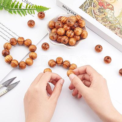 120Pcs Round Natural Wood Beads WOOD-OC0001-85-LF-1