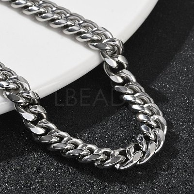 304 Stainless Steel Cuban Link Chain Bracelets for Men BJEW-Z081-01P-02-1
