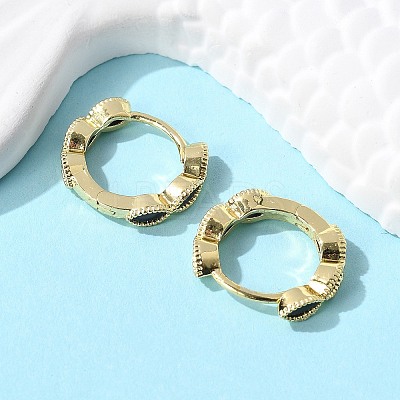 Brass Micro Pave Cubic Zirconia Huggie Hoop Earrings EJEW-K083-34G-A-1