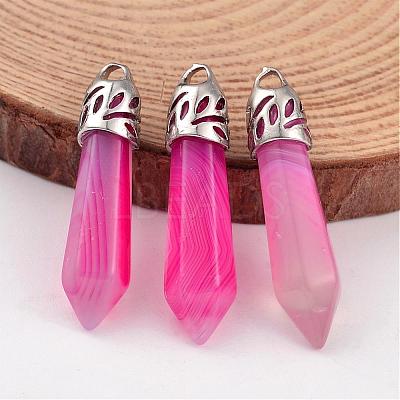 Dyed Bullet Natural Agate Pointed Pendants G-E332-C14-1