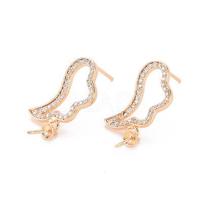 Brass Micro Pave Clear Cubic Zirconia Earring Findings KK-T062-233G-NF-1