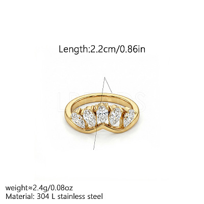 304 Stainless Steel Micro Pave Cubic Zirconia Finger Rings WG84F78-01-1