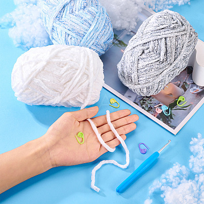 3 Rolls Super Bulky Plush Polyester Chenille Yarn OCOR-MB0001-06C-1