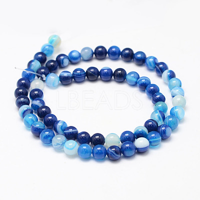 Natural Striped Agate/Banded Agate Bead Strands X-G-K155-B-6mm-02-1