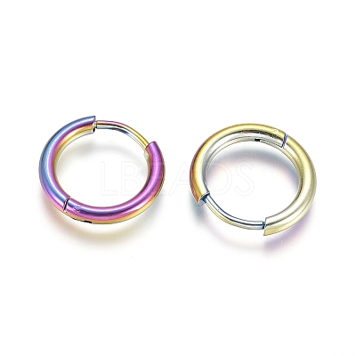 Ion Plating(IP) 304 Stainless Steel Huggie Hoop Earrings LS-EJEW-F111A-14mm-Y-1