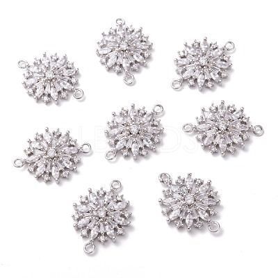 Brass Micro Pave Clear Cubic Zirconia Links connectors ZIRC-G153-20P-1