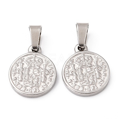 Non-Tarnish 304 Stainless Steel Coin Pendants STAS-F183-01P-A-1