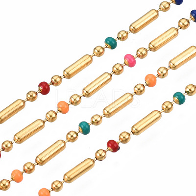 304 Stainless Steel & Enamel Ball Chains CHS-Q004-006-NF-1