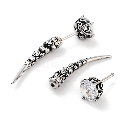 Rose Flower 316 Surgical Stainless Steel Pave Cubic Zirconia Ear False Plugs for Women EJEW-Z050-45A-AS-1