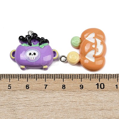 Halloween Opaque Resin Pendants RESI-C062-02-1