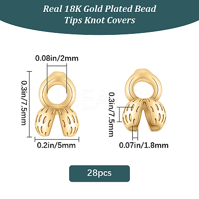 28Pcs Brass Bead Tips FIND-BBC0005-09G-1
