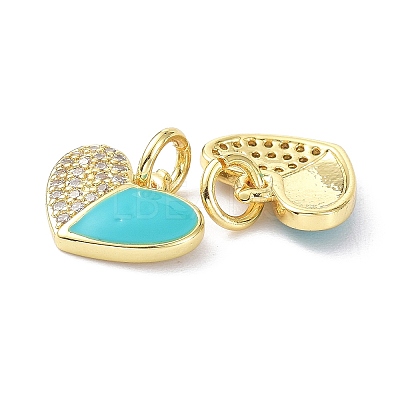 Eco-Friendly Brass Micro Pave Clear Cubic Zirconia Enamel Pendants ZIRC-C021-45G-10-1