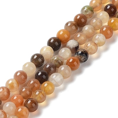 Natural Petrified Wood Round Bead Strands G-P070-69-3mm-1