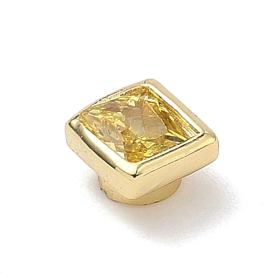 Square Brass Micro Pave Cubic Zirconia Cabochons KK-P345-13G-E06-1