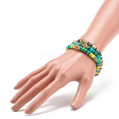 7Pcs 7 Color Handmade Polymer Clay Disc Surfer Stretch Bracelets Set BJEW-JB08798-1